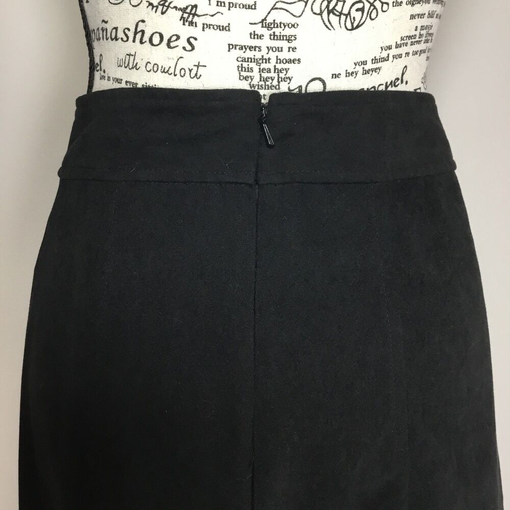 Faux suede A-line black maxi skirt lined western prairie Cowgirl waist 32” sz 10 - Picture 5 of 6
